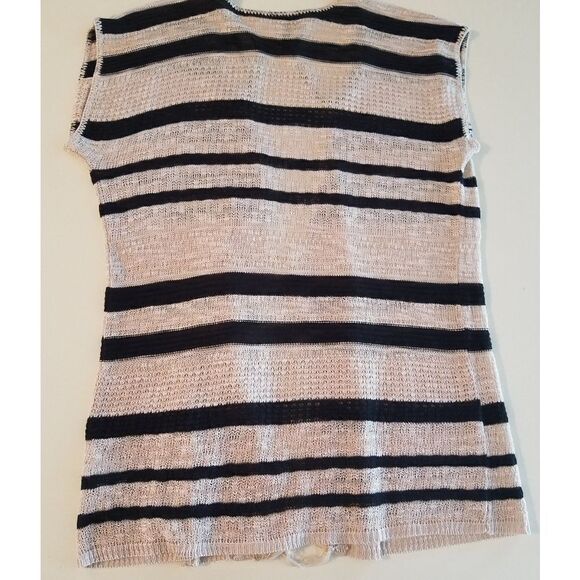 Maurices Knit Open Black Tan Stripe Cardigan Vest - Picture 10 of 10